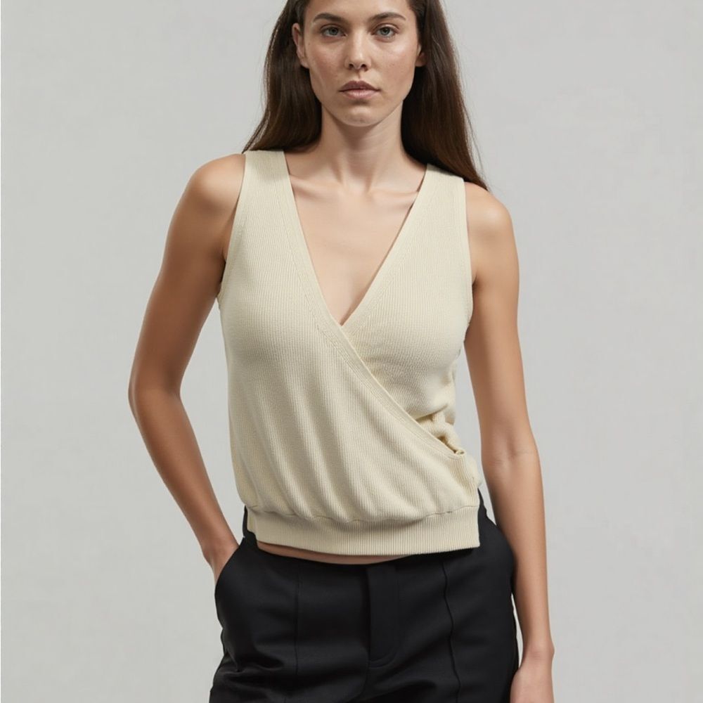 Banana Republic Draped Wrapped Sweater XS Ribbed Knit Top Vest Office Minimalist